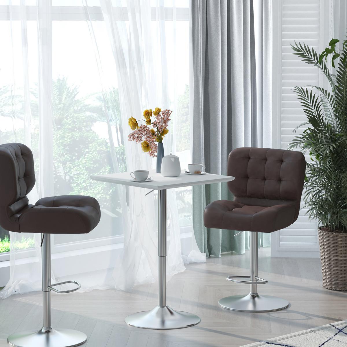 BARTISCH, MDF-Platte, Stahl, Weiß - Weiß, Kunststoff (60/60/92cm) - HOMCOM