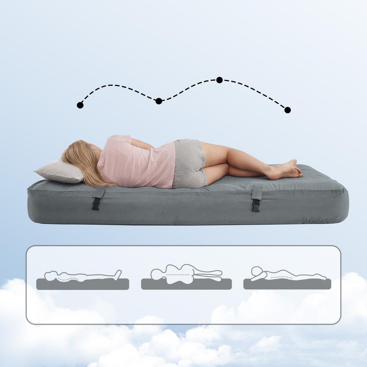 CAMPINGBETT mit Zelt und aufblasbarer Matratze OGS32-II-L-HG-TP - Ahornfarben, Fell/Metall (193/188/145cm) - SoBuy