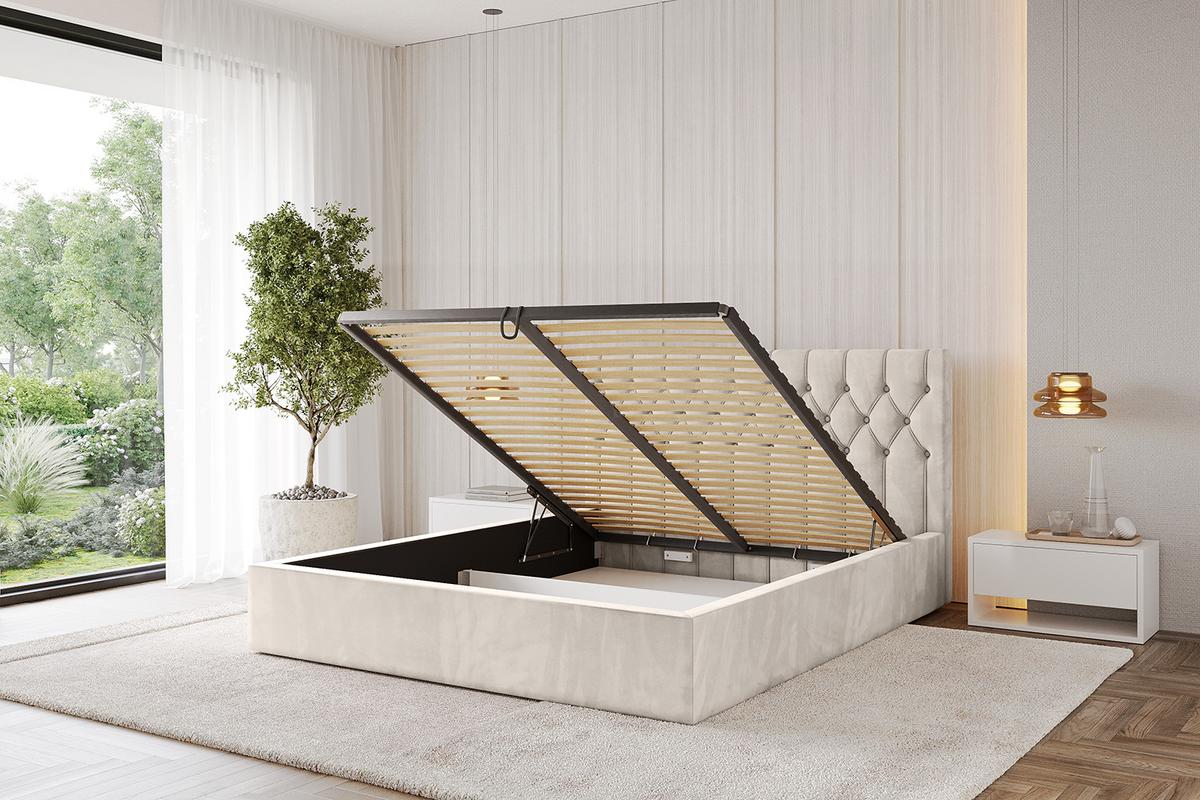 POLSTERBETT mit Bettkasten und Lattenrost, Boxbett ohne Matratze - RENO 180x200 Beige - Beige, Holzwerkstoff/Textil (180/200cm) - ALTDECOR