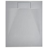 DUSCHWANNE 80/100/3 cm Grau Azzurro - Dunkelgrau/Grau, Kunststoff (100/3/80cm) - Beliani