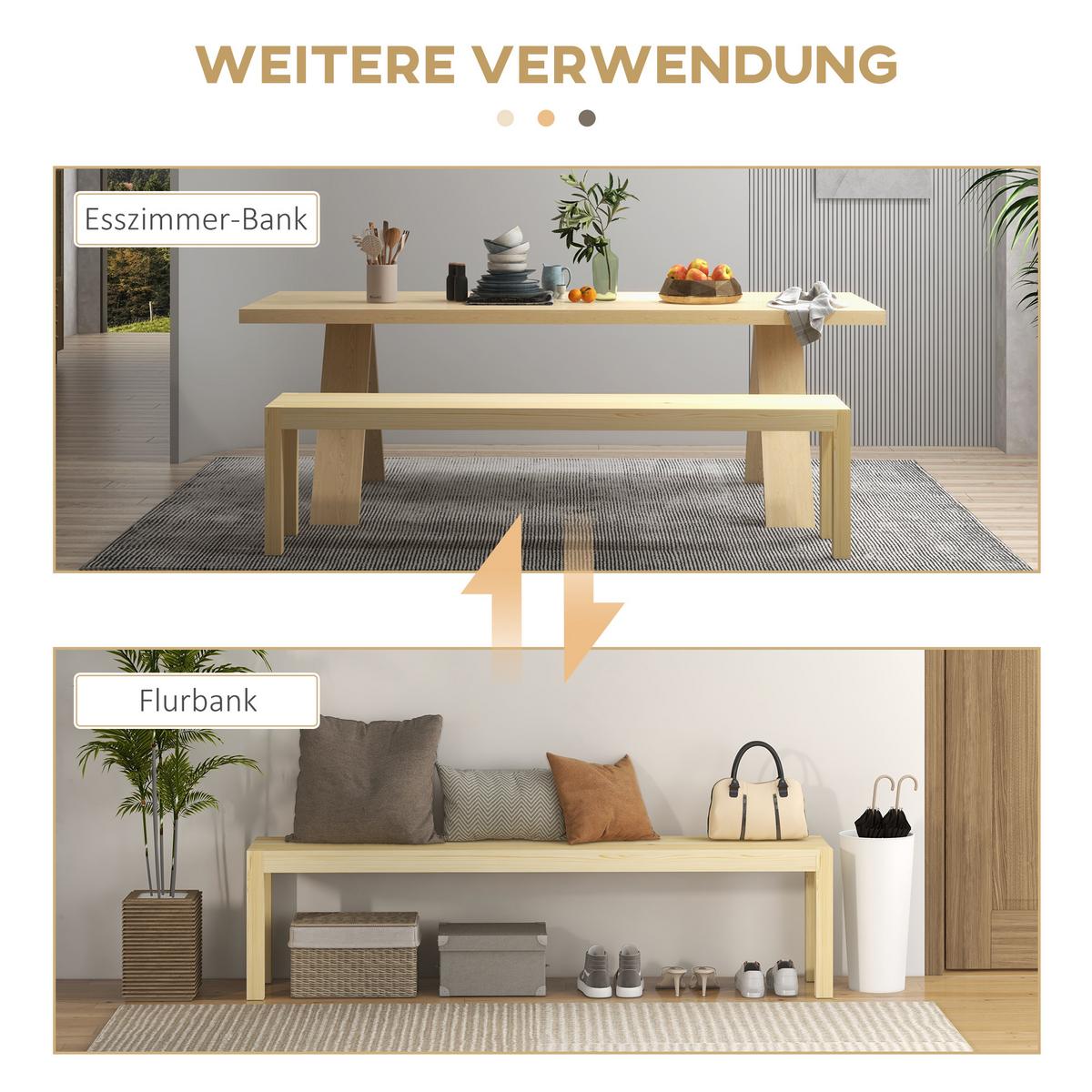 SITZBANK Natur 175 cm - Naturfarben, Holz (175/45/33cm) - HOMCOM