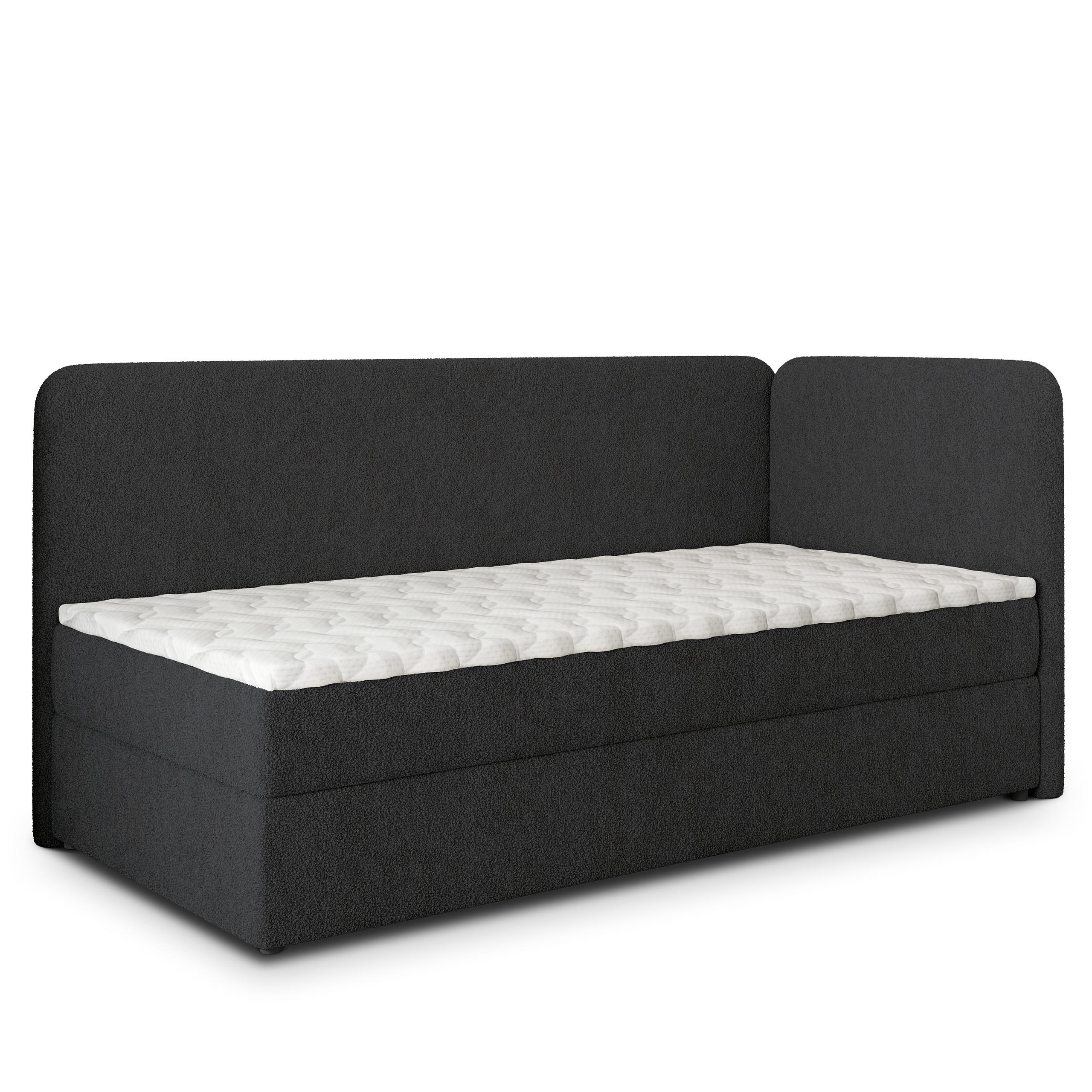 BOXBETT GINA 100x200 cm mit Matratze und Topper, H2+H3 - Schwarz - Schwarz, Holz (100/200cm) - MASSENO