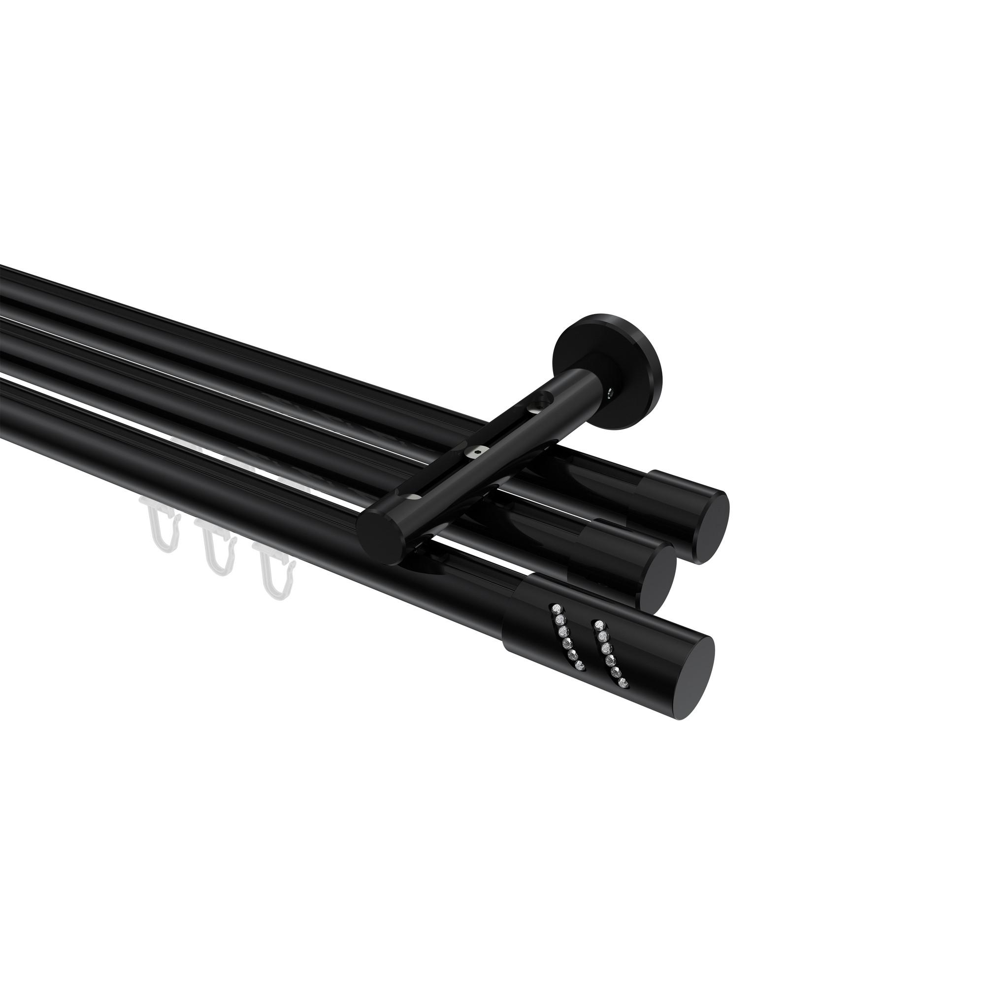 GARDINENSTANGE INNENLAUF Siteno Zoena 520 cm (geteilt in 4 x 130 cm), 3-läufig, 20 mm Ø Schwarz - Schwarz, Metall (520cm) - INTERDECO