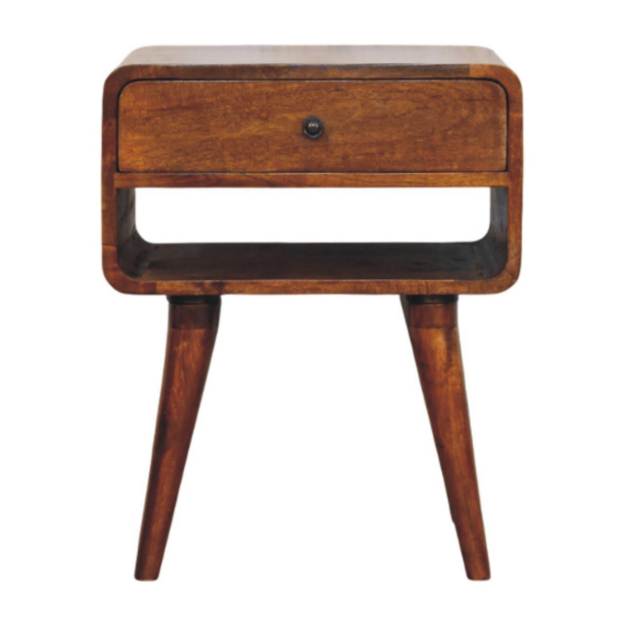 NACHTKASTEN Avora Kastanie, 1 Schublade und Offenes Fach, Dunkelbraun - Dunkelbraun/Messingfarben, Holz/Metall (45/56/35cm) - Artisan Furniture