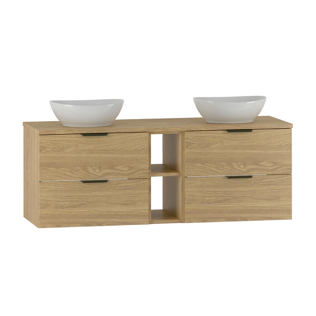 DOPPELWASCHTISCH 140.6cm Astrid Holz - Braun, Holzwerkstoff (140.6/52.2/46.5cm) - Petits-meubles