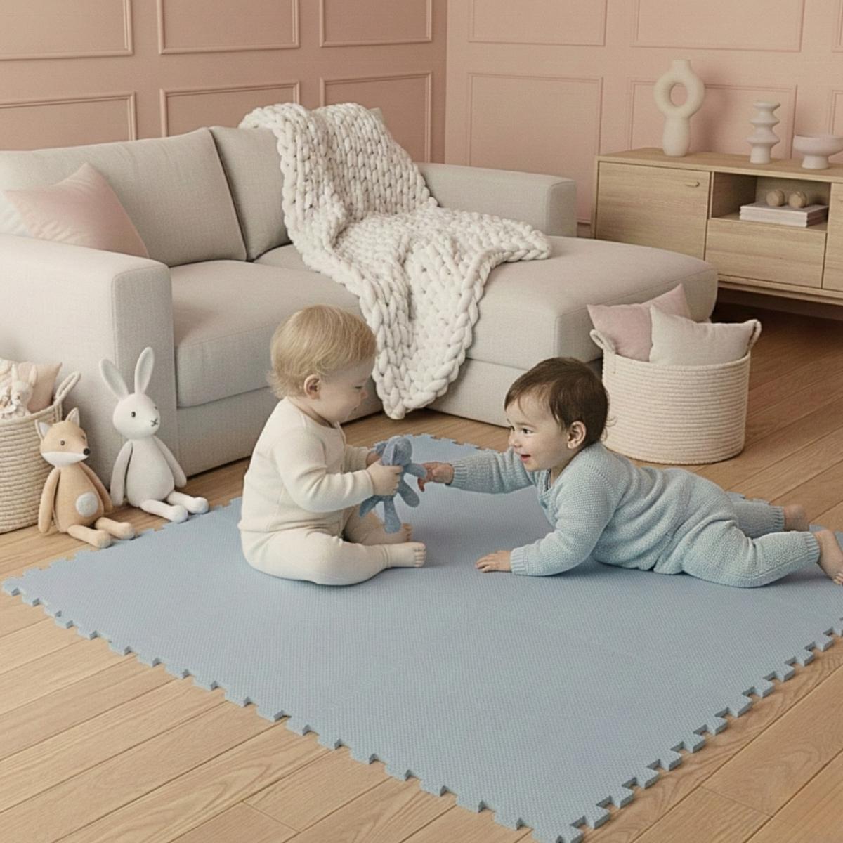 SPIELMATTE ab Null - 90 cm Baby Puzzlematte Blau - Blau, Kunststoff (30/30cm) - Littletom