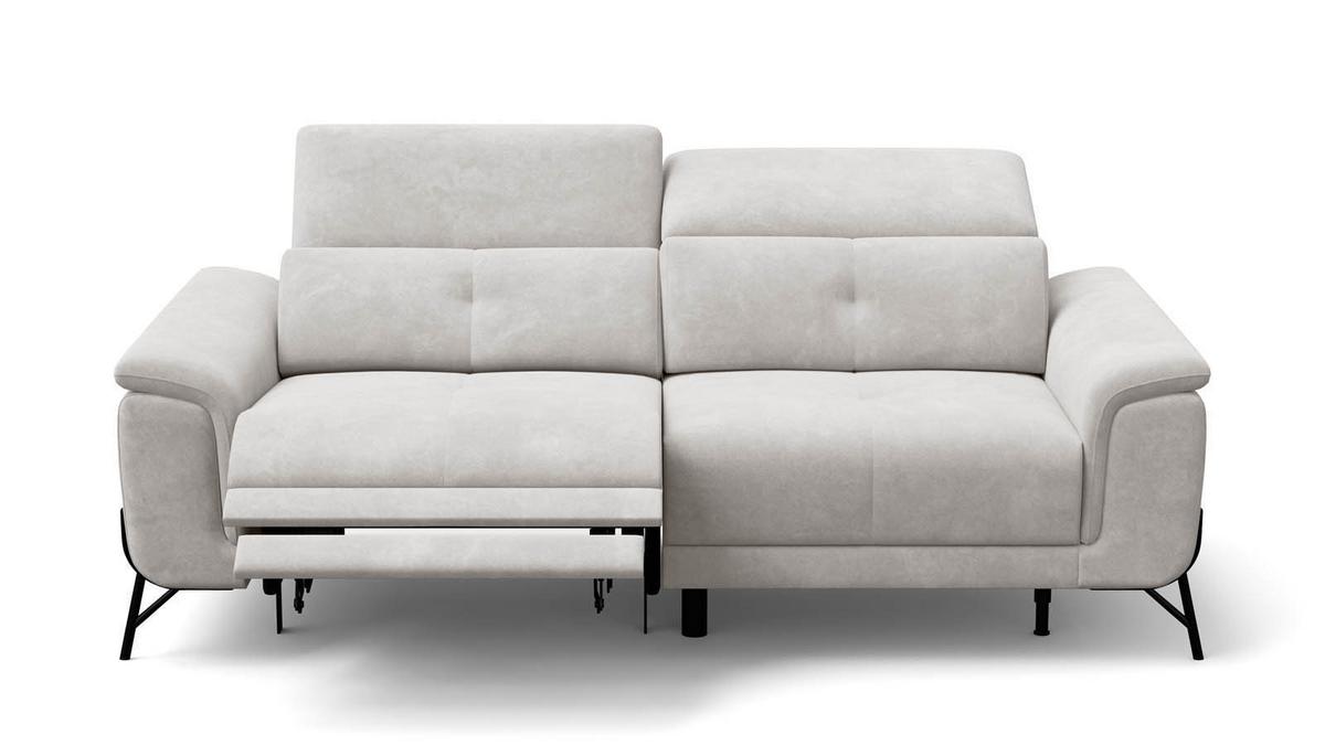 SOFA RELAX AVENA 3-Sitzer, beiger Veloursstoff - Beige/Schwarz, Holz/Textil (204/80/108cm) - Courtois Laville