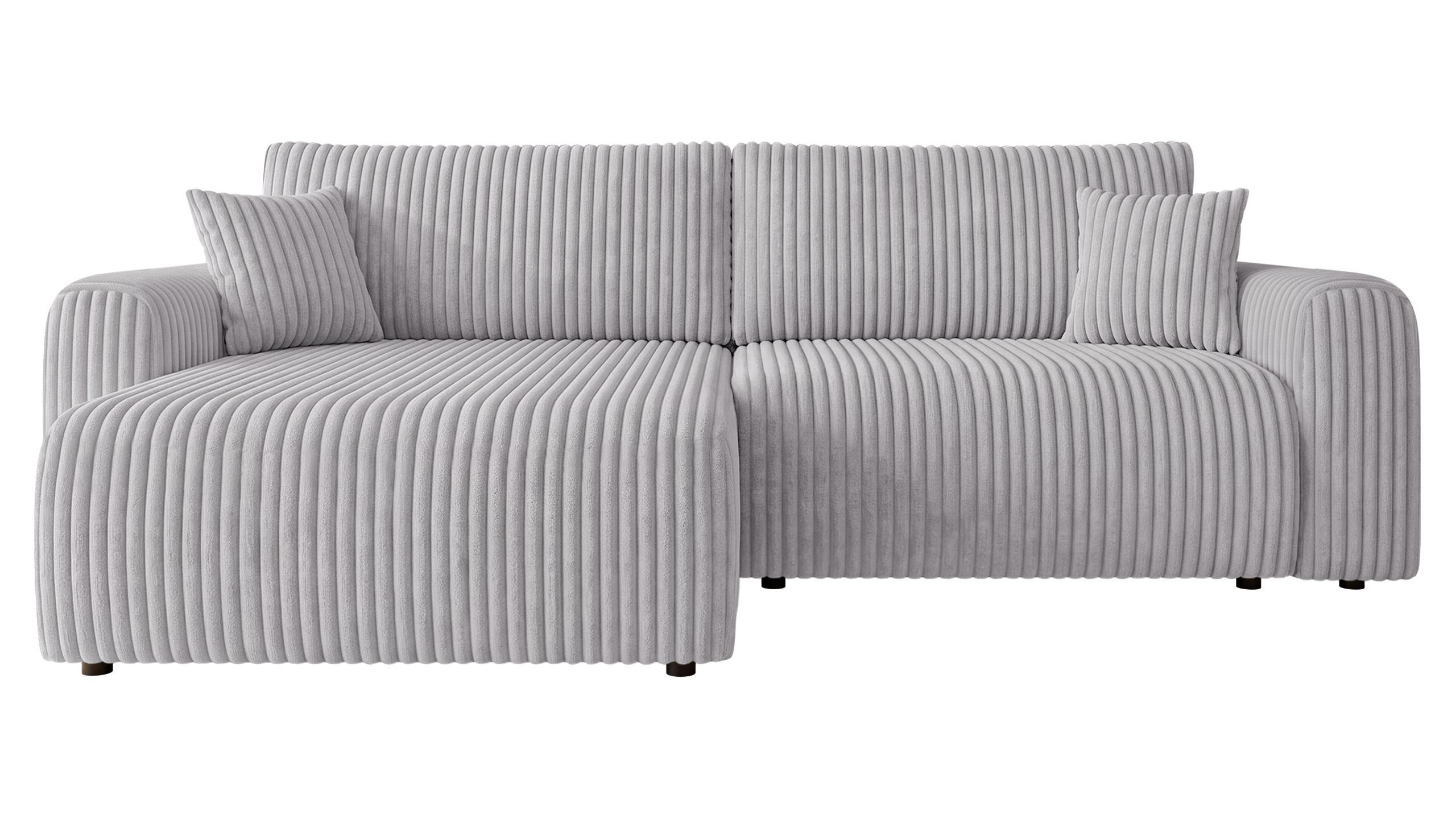 ECKSCHLAFSOFA Floryn L Cord Bis - Hellgrau/Schwarz, Holz/Kunststoff (245/145cm) - MIRJAN24