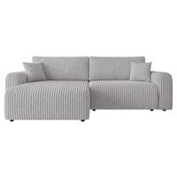 ECKSCHLAFSOFA Floryn L Cord Bis - Hellgrau/Schwarz, Holz/Kunststoff (245/145cm) - MIRJAN24