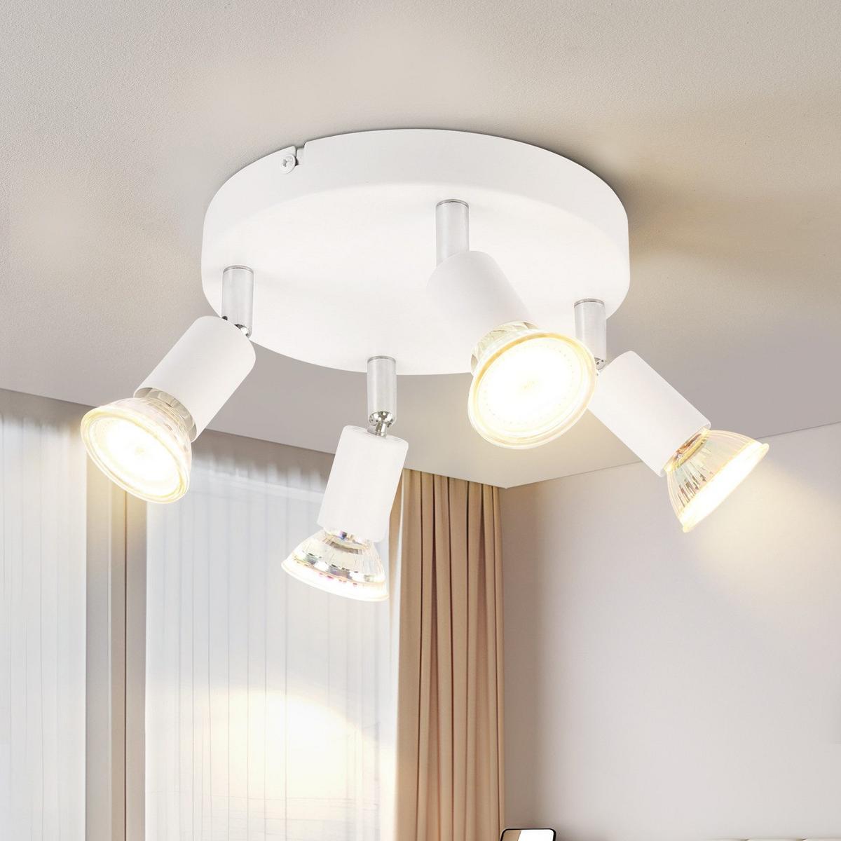 DECKENSTRAHLER Lutton 4-flammig 15/15/8cm - Weiß, Metall (15/15/8cm) - Nettlife