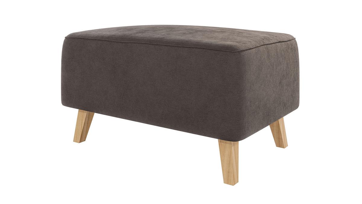HOCKER Mario Braun - Khaki Microfaser - Braun/Naturfarben, Buchenholz/Textil (95/51/63cm) - S-Style Möbel