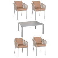 GARTENGARNITUR Grau, Taupe 5-teilig-Set - Taupe/Grau, Metall - MCW
