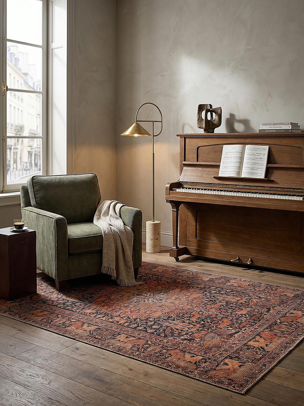 TEPPICH Waschbar HURST, orientalisch mit Medaillon, aus Polyester, Rot, 152 x 230 cm - Rot, Textil (230/152cm) - KADIMA DESIGN