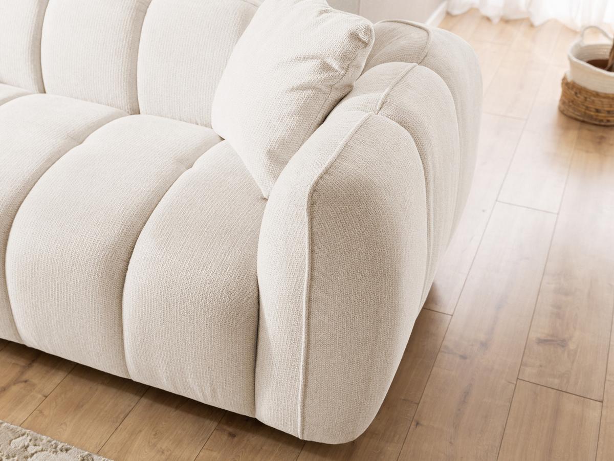 2-SITZER SOFA Nubira in tief gesteppter Bubble-Optik aus weichem Creme Strukturstoff im modernen Design - Creme/Schwarz, Holz/Kunststoff (172/69/89cm) - S-Style Möbel