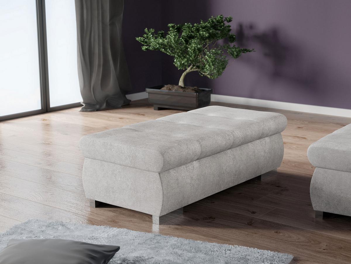 POLSTERHOCKER Orkan Groß - Silberfarben/Hellgrau, Holz/Textil (120/39/60cm) - MIRJAN24