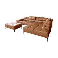 ECKSOFA NELSON Braun Leder Relaxfunktion - Schwarz/Braun, Leder/Metall (321/216cm) - KAWOLA
