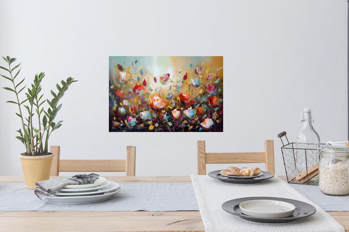 WANDTATTOO Blumen - Kunst - Natur - Ölgemälde Deko Wohnzimmer 60x40 cm - Multicolor, Kunststoff (60/40/0.1cm) - MuchoWow