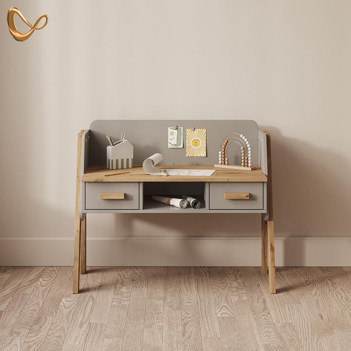 SCHREIBTISCH Mailo Grau/Artisan 97 x 80 cm - Eiche Artisan/Grau, Holzwerkstoff (51/97/80cm) - Livinity®