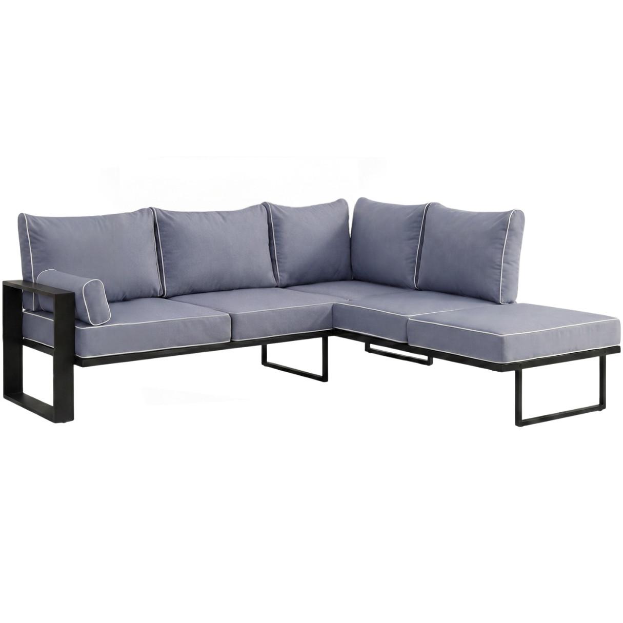 LOUNGEECKTEIL Verdino mit Metallrahmen 215 cm Blaugrau - Blaugrau, Metall (215/90/223cm) - Beautysofa