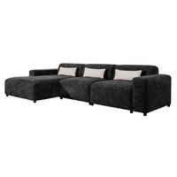 ECKSOFA L Form Jughlio Schwarz 331/165/75 cm Links mit Schlaffunktion - Schwarz, Kunststoff/Textil (165/331cm) - AX Living
