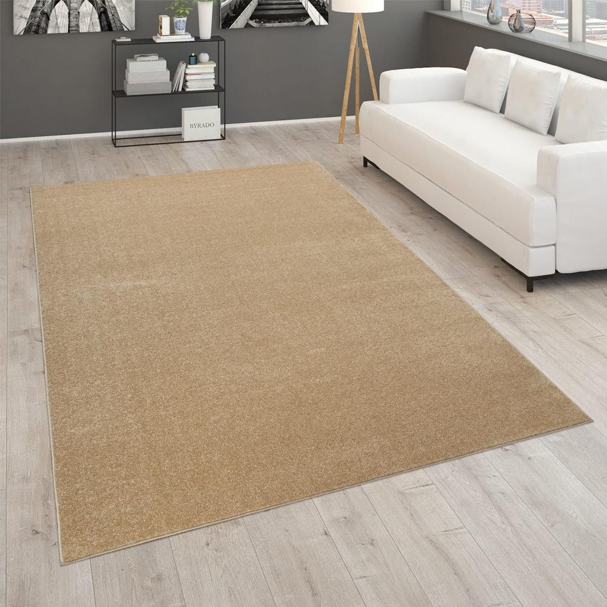 KURZFLORTEPPICH Waschbar, einfarbig, Gold, 140 x 200 cm - Goldfarben, Textil (200/140cm) - KADIMA DESIGN
