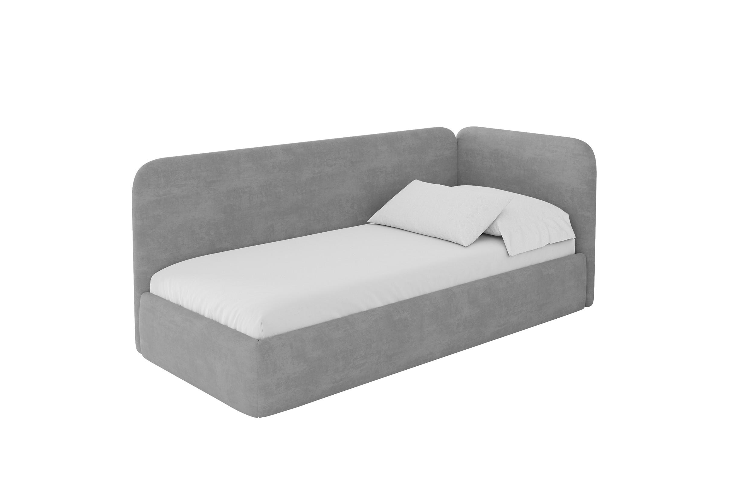 EINZELLBETT Jugendbett mit Bettkasten und Matratze H3/H4, Links - ELSY 90x200 Grau - Hellgrau, Holzwerkstoff/Textil (90/200cm) - ALTDECOR