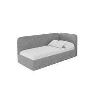 EINZELLBETT Jugendbett mit Bettkasten und Matratze H3/H4, Links - ELSY 80x200 Grau - Hellgrau, Holzwerkstoff/Textil (80/200cm) - ALTDECOR