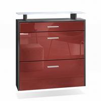 SCHUHSCHRANK Malea Fronten in Bordeaux Hochglanz - Bordeaux, Holzwerkstoff (89/96/23cm) - Vladon