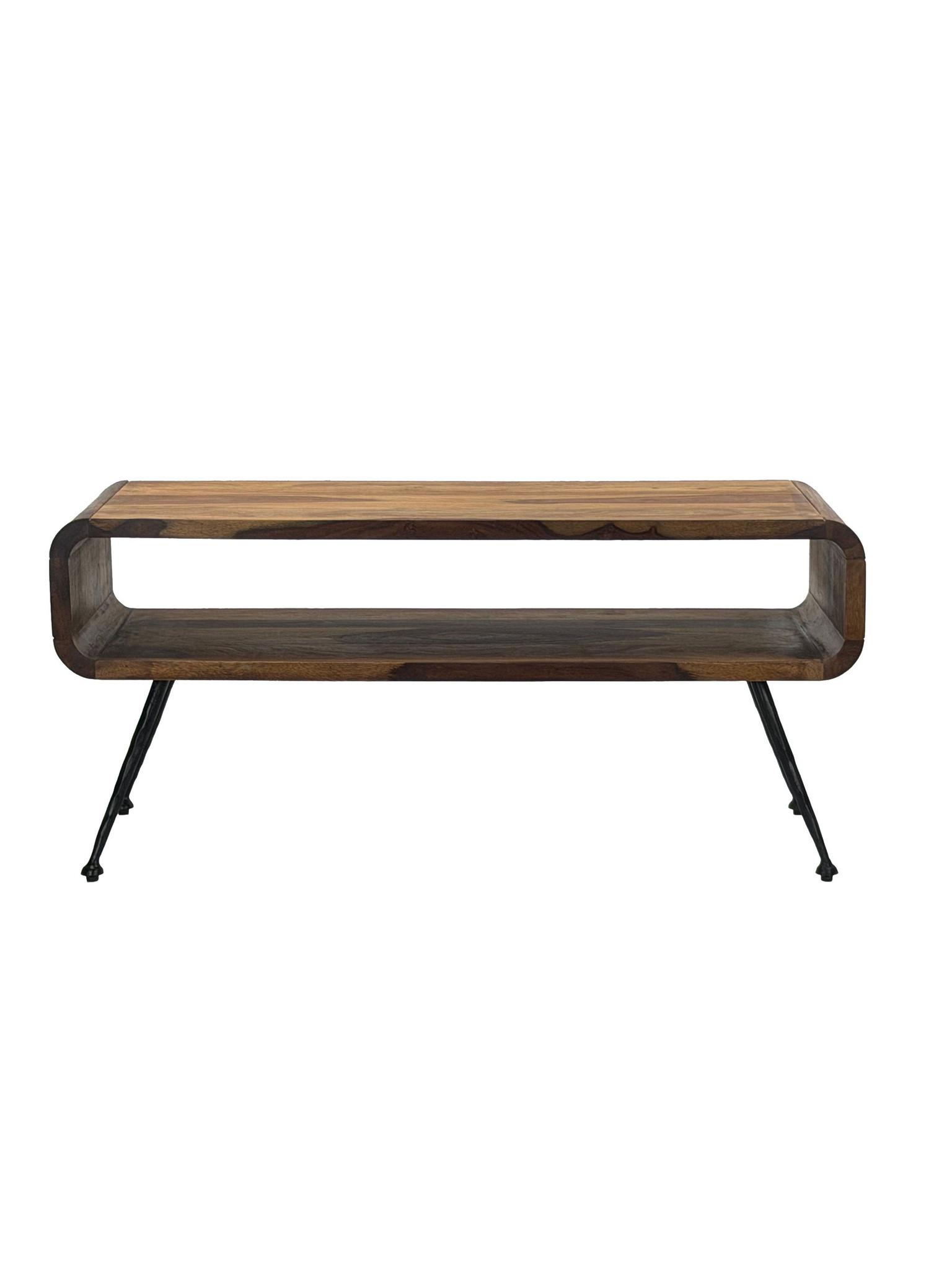 COUCHTISCH TROPEA, Dunkles Massivholz, mit Stauraum, 100 x 40 x 45 cm - Schwarz/Braun, Holz/Metall (40/100/45cm) - KADIMA DESIGN