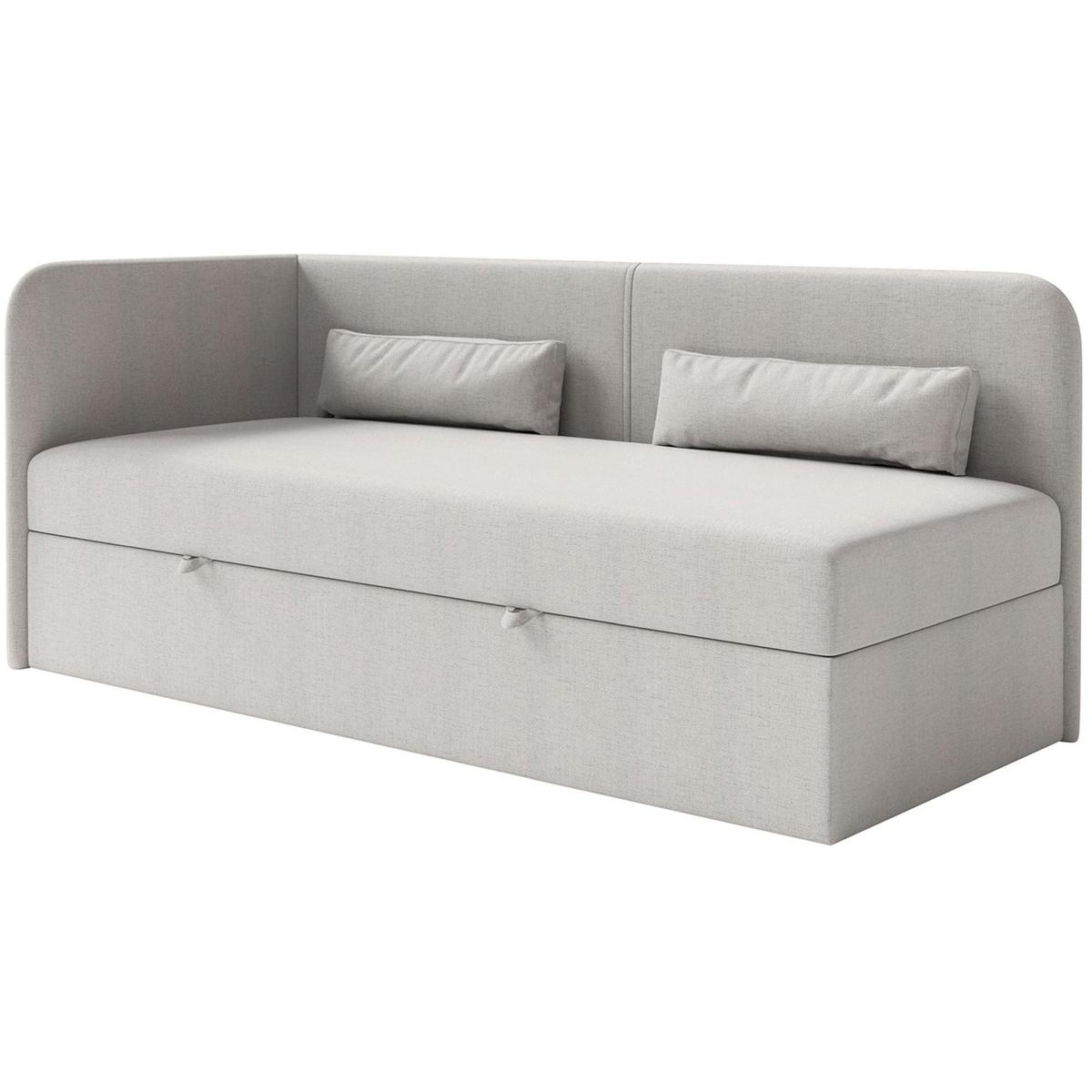 JUGENDBETT Calmmo Hellgrau mit Chenille-Bezug, Kopfteil links - Hellgrau, Textil (90/200cm) - Selsey