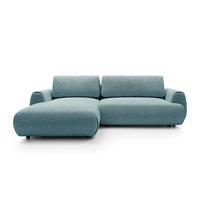 ECKSOFA ZEST Blau Geflochtener Stoff mit Schlaffunktion - Blau, Holz (270/167cm) - MASSENO