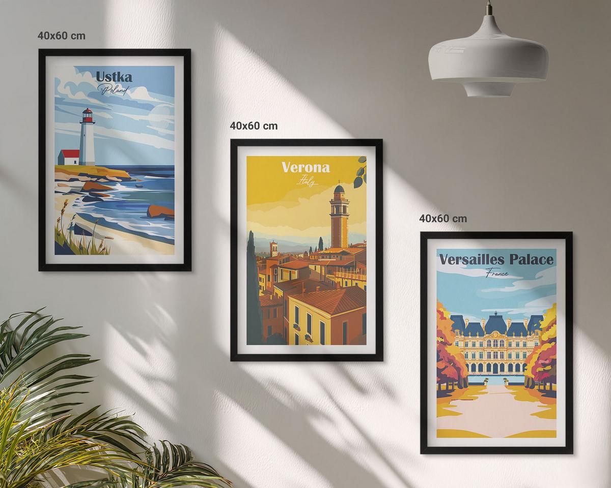 BILDER SET 3er Set - 40x60 cm Schwarzer Rahmen - Ansichten von Orten am Meer und von Städten - Schwarz, Kunststoff (40/60cm) - TULUP