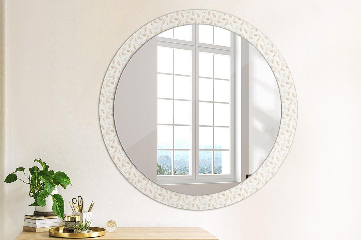 SPIEGEL Rund Ø 90 cm mit Aufdruck - Creme, Glas (90/90/0.4cm) - Wallfluent