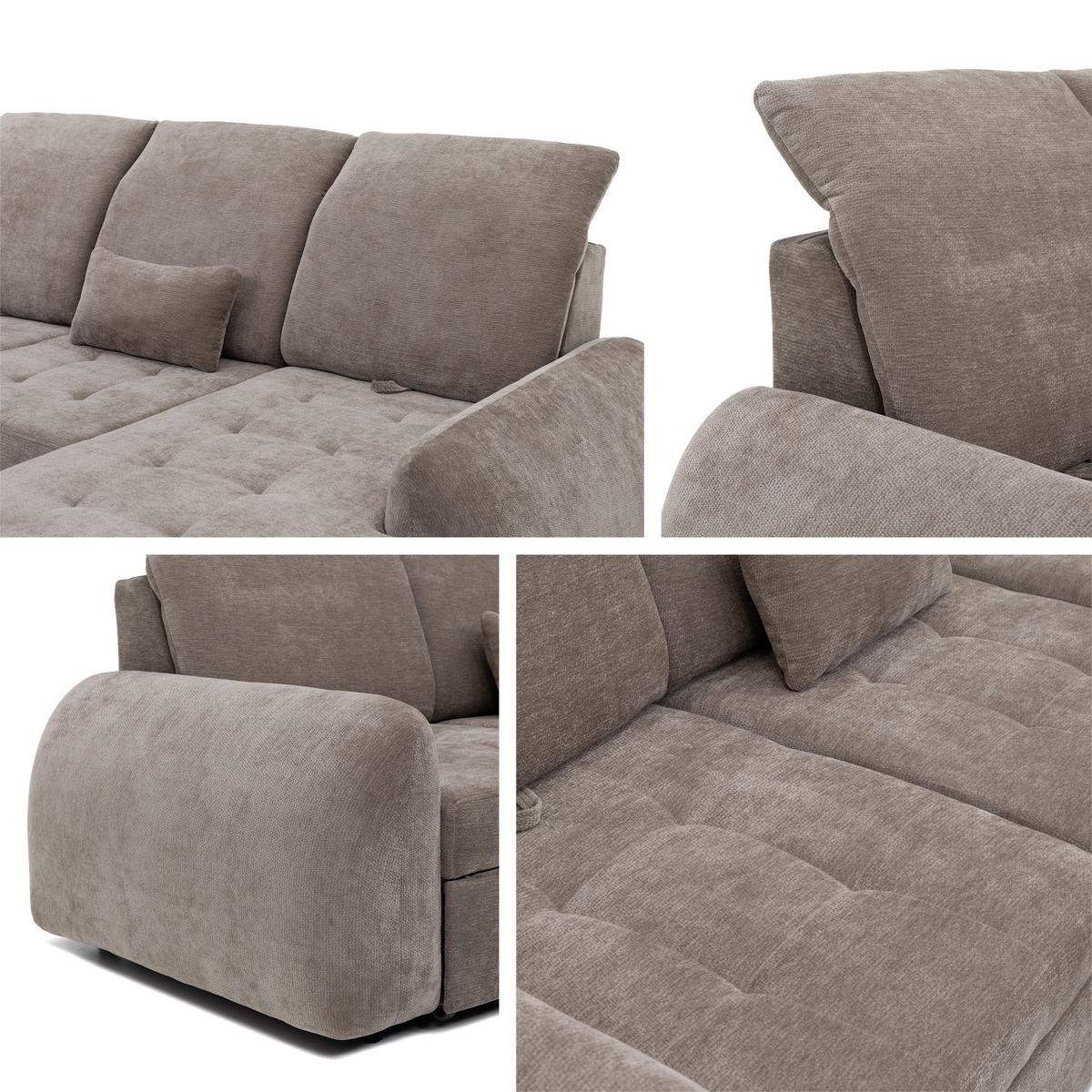 ECKSCHLAFSOFA Soreno, Seite: Links - Hellgrau/Schwarz, Holz/Kunststoff (255/176cm) - MIRJAN24
