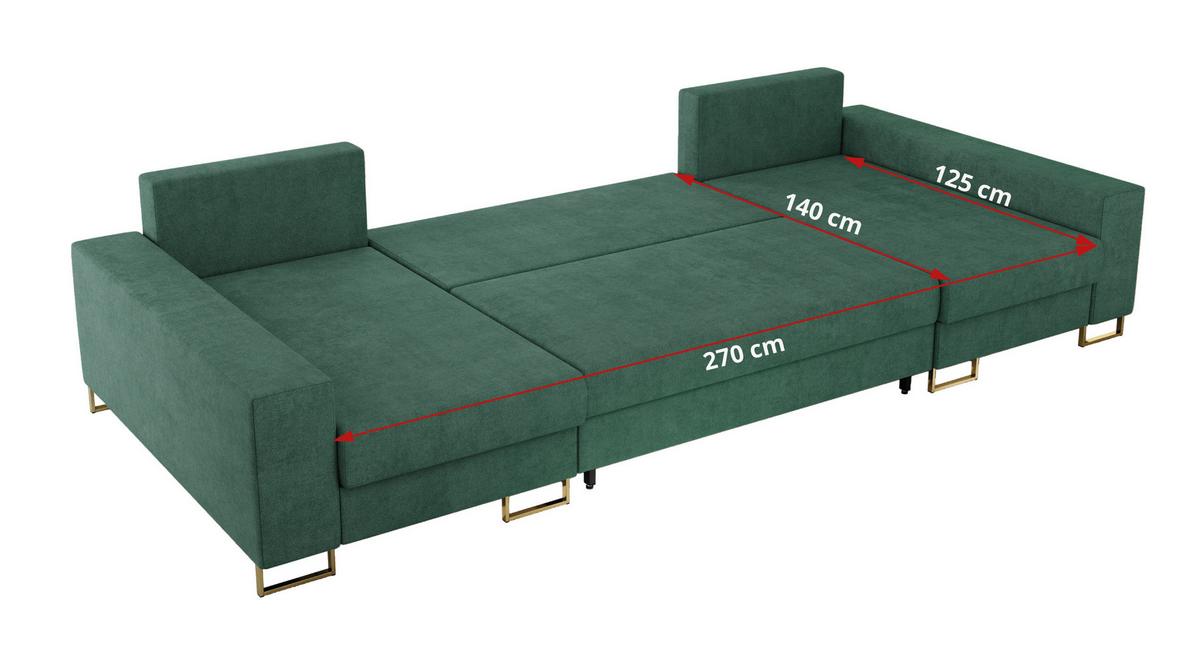 WOHNLANDSCHAFT DORIAN U Struktur Grün - Goldfarben/Grün, Textil/Metall (312/85/138cm) - MKS