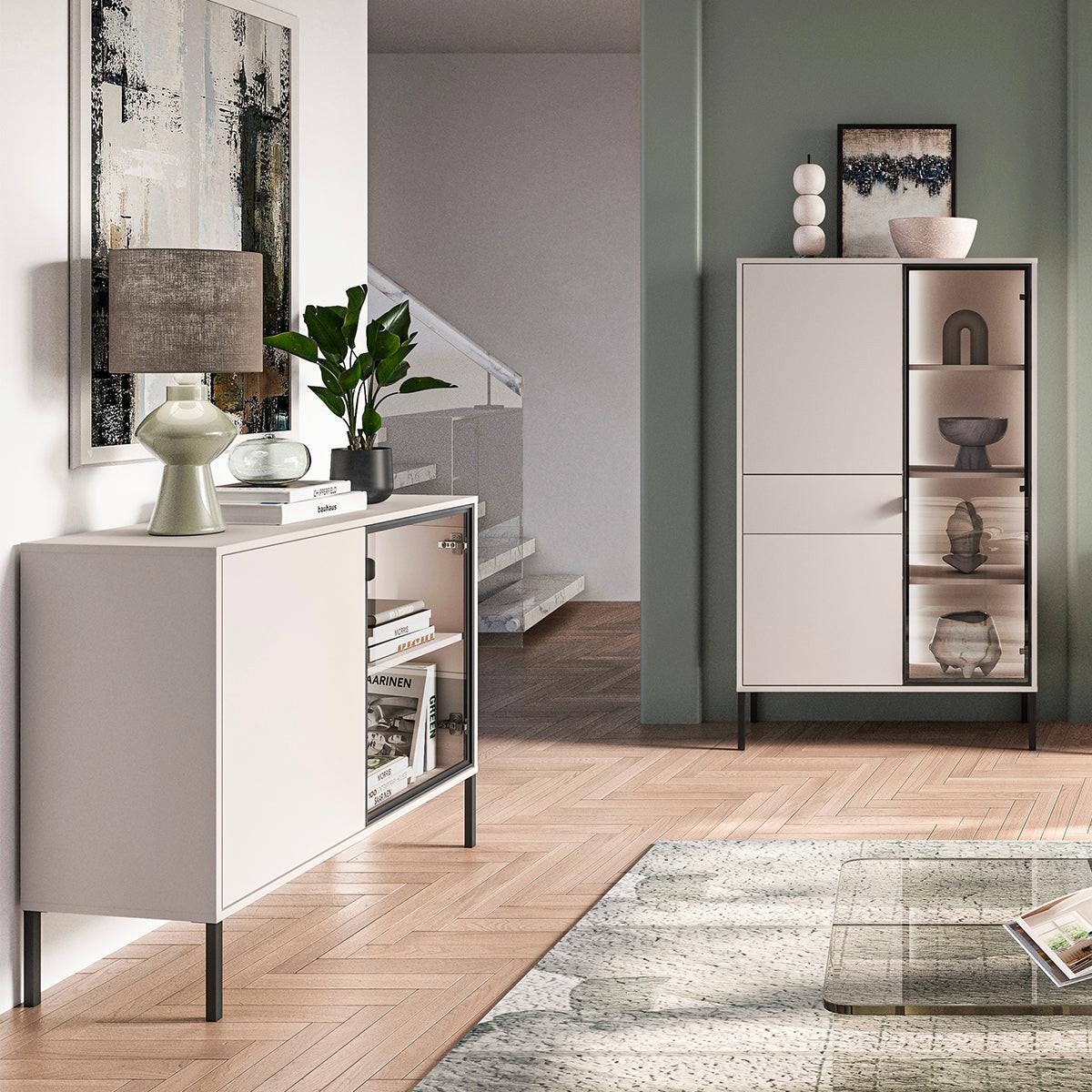SIDEBOARD Paige Kaschmir und Schwarz - Kaschmir, Holzwerkstoff (107/86/40cm) - Petits-meubles