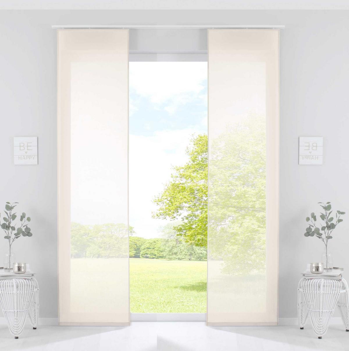 SCHIEBEGARDINE 2ER SET »Nizza« HxB 245x60 cm Creme - Creme, Textil (60/245cm) - Gardinenbox