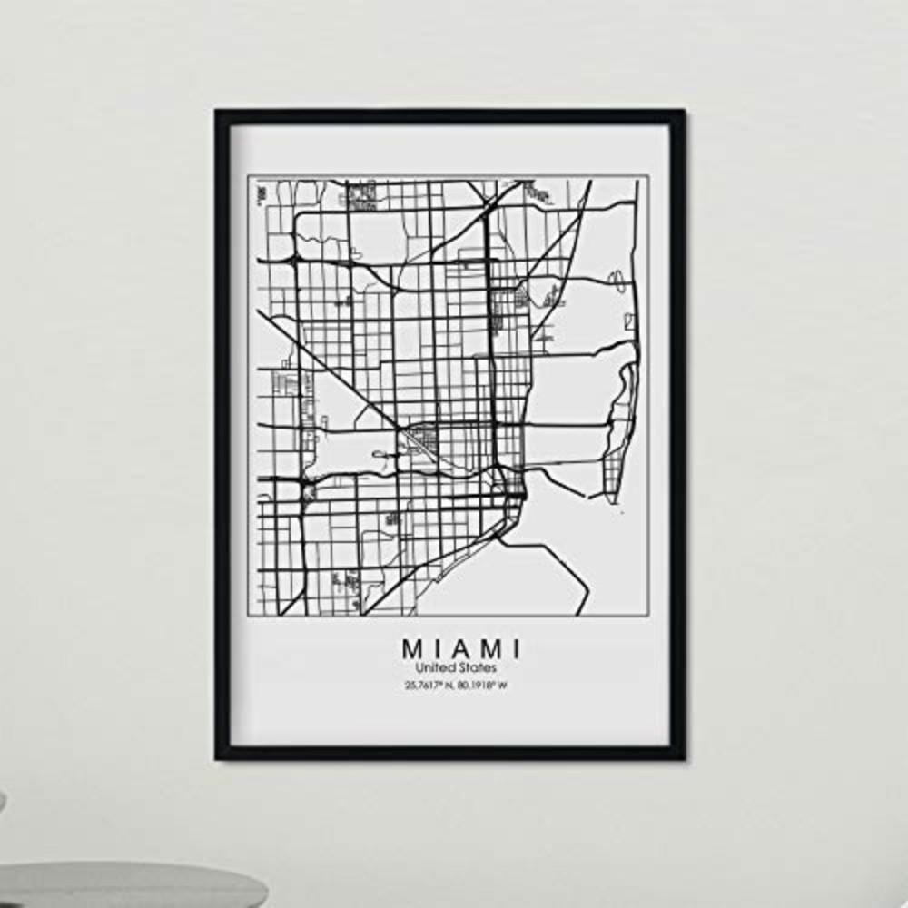 POSTER Miami Us-Film A3 Schwarzer Rahmen - Schwarz, Papier (29.7/5/42cm) - Nacnic