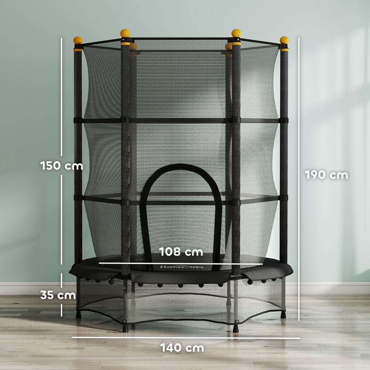 KINDERTRAMPOLIN - Schwarz, Kunststoff/Metall (140/140cm) - HOMCOM