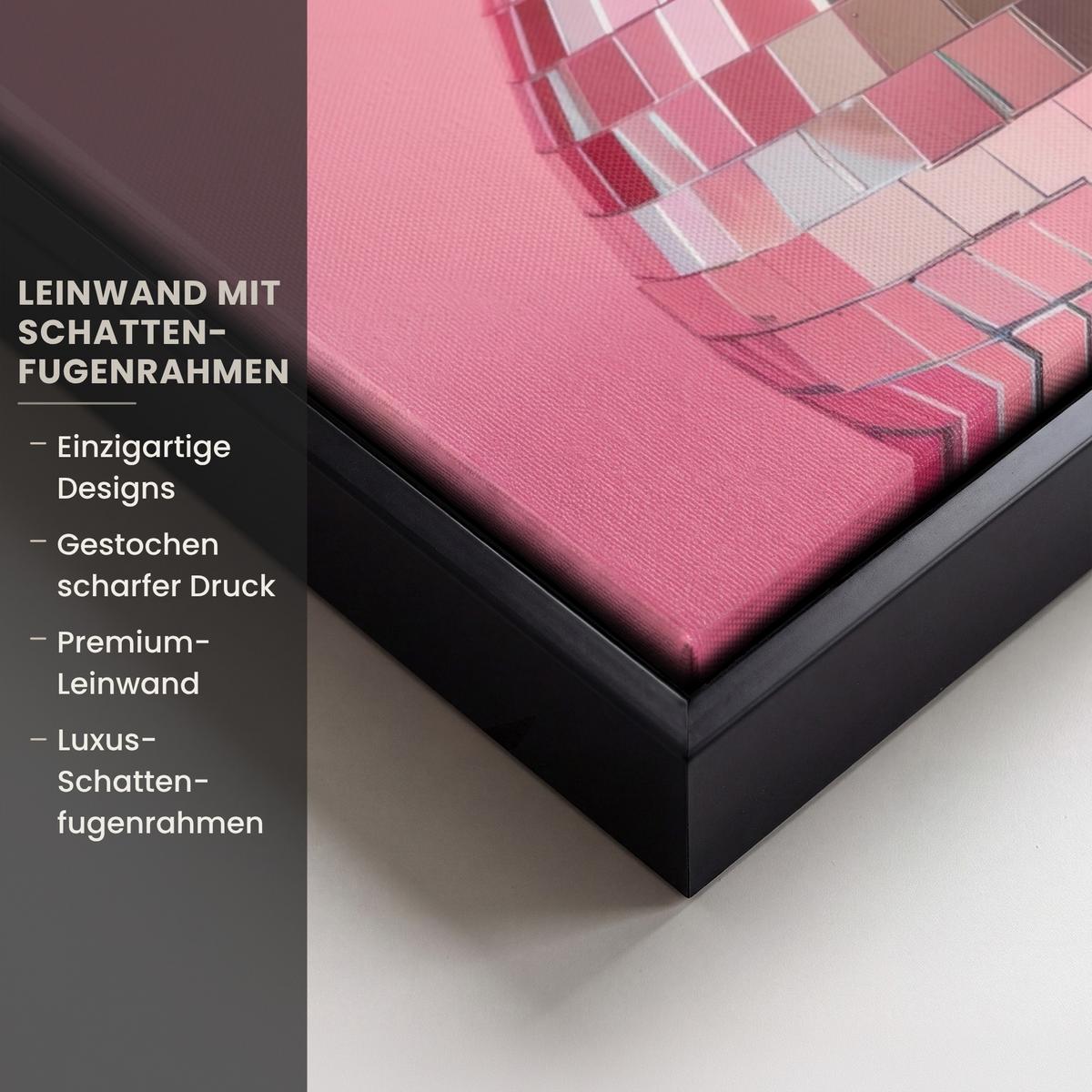 LEINWAND Bilder mit Rahmen - Schleife - Discoball - Kaninchen - 60x80 - Pink, Textil (60/80cm) - MuchoWow