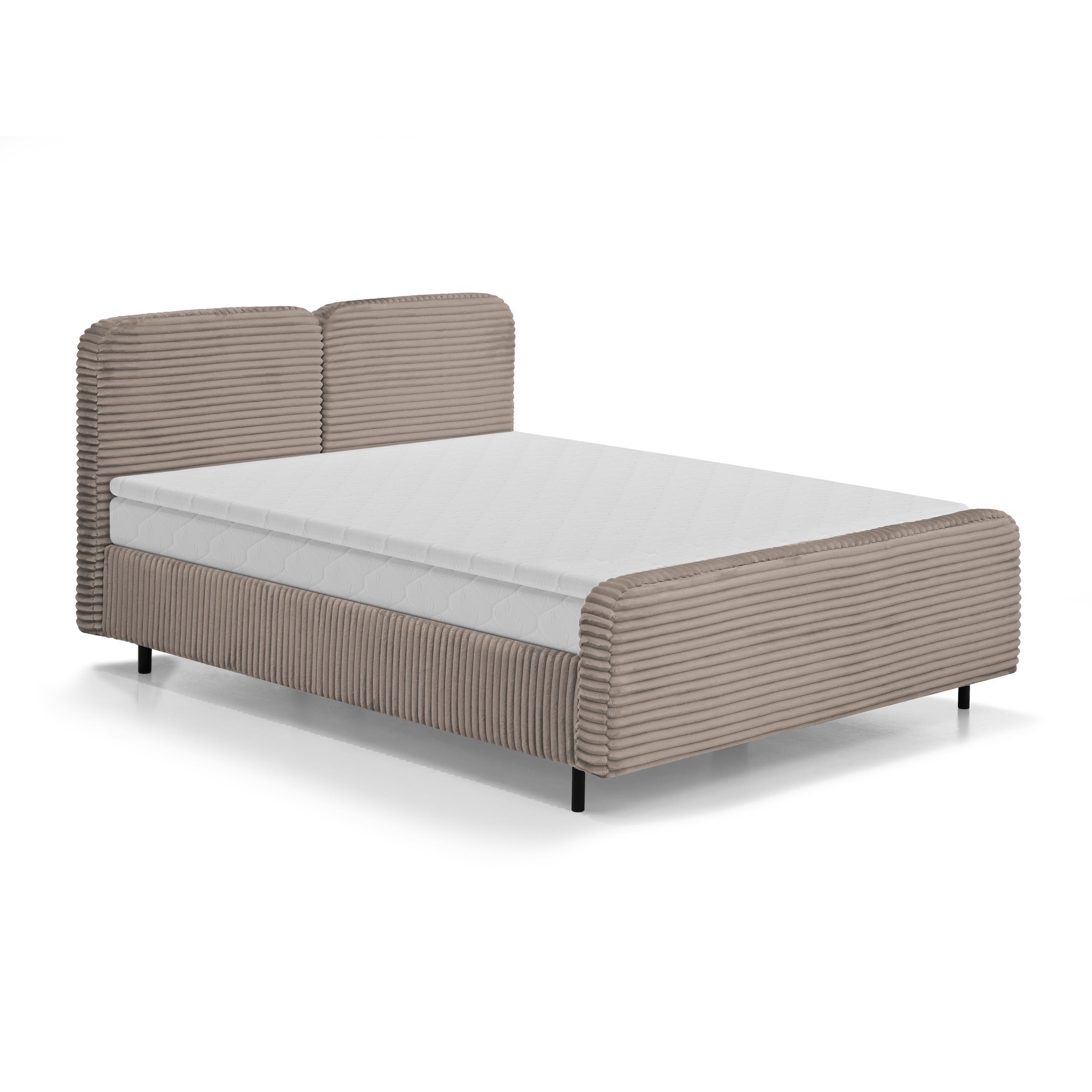 POLSTERBETT Lea mit Matratze und Topper, 140x200, Cappuccino - Schwarz/Cappuccino, Textil (140/200cm) - Beautysofa