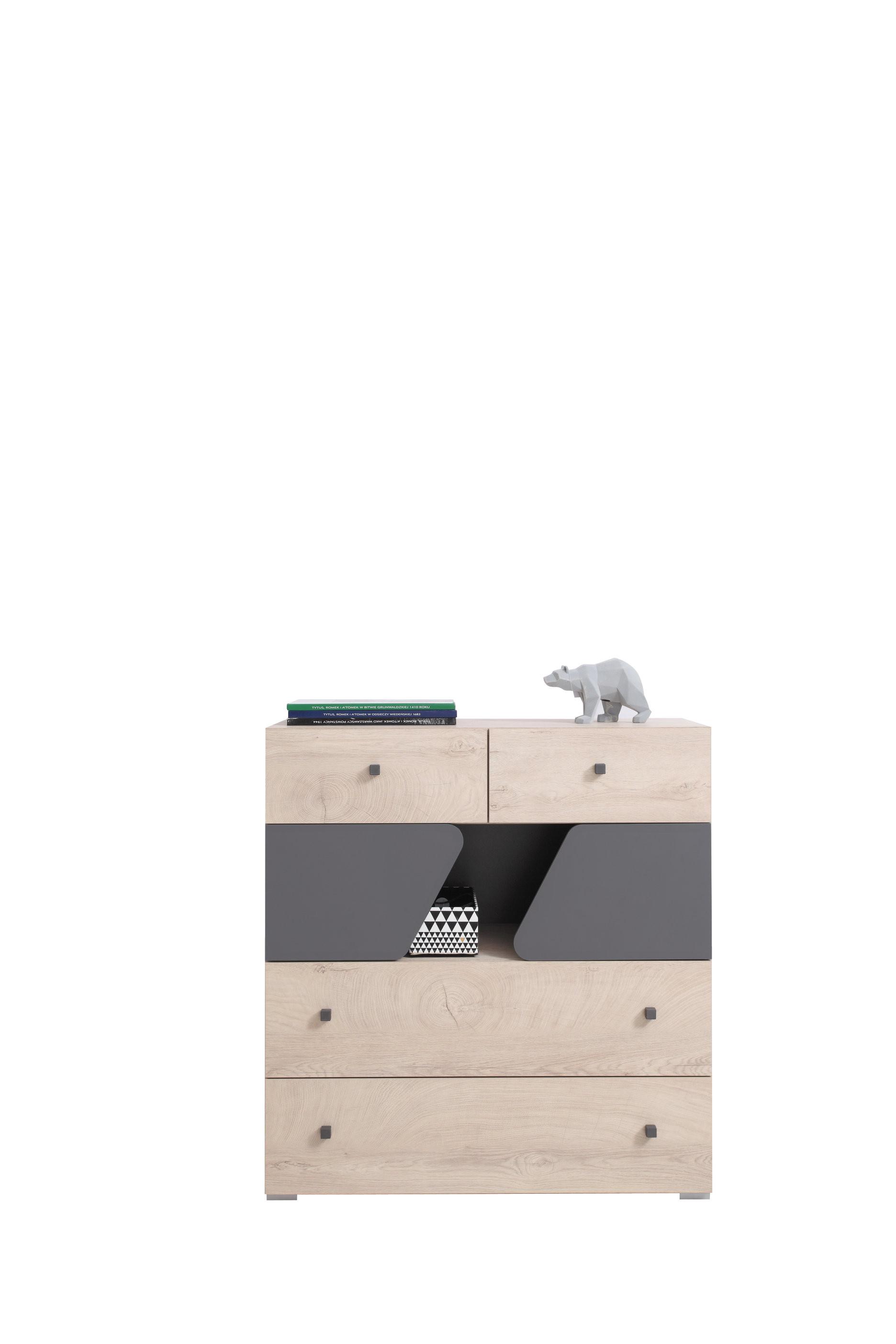 KOMMODE RAVENNA 90/95/40cm mit 4 Schubladen 2 Türen Eichefarben - Eichefarben, Holzwerkstoff (90/95/40cm) - MASSENO