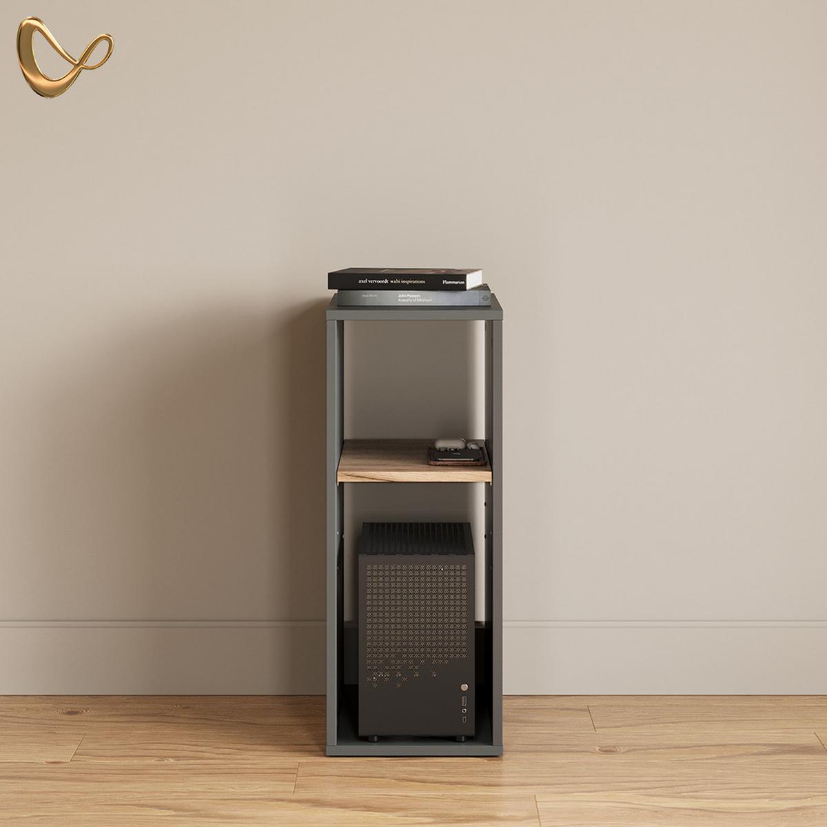 PC-SCHRANK Lorena Anthrazit/Goldkraft Eiche 28.5 x 72 cm mit 2 Fächern - Honigeiche/Anthrazit, Holzwerkstoff (28.5/72/50cm) - Livinity®