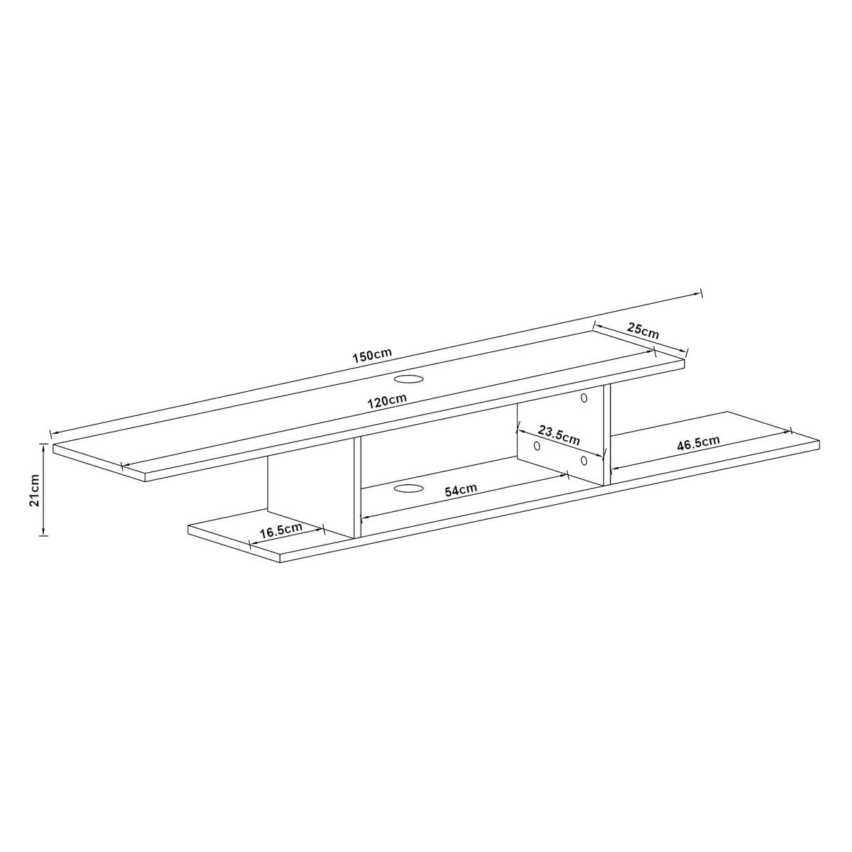 TV-WANDREGAL Støvring - Weiß, Holzwerkstoff (150/21/25cm) - [en.casa]