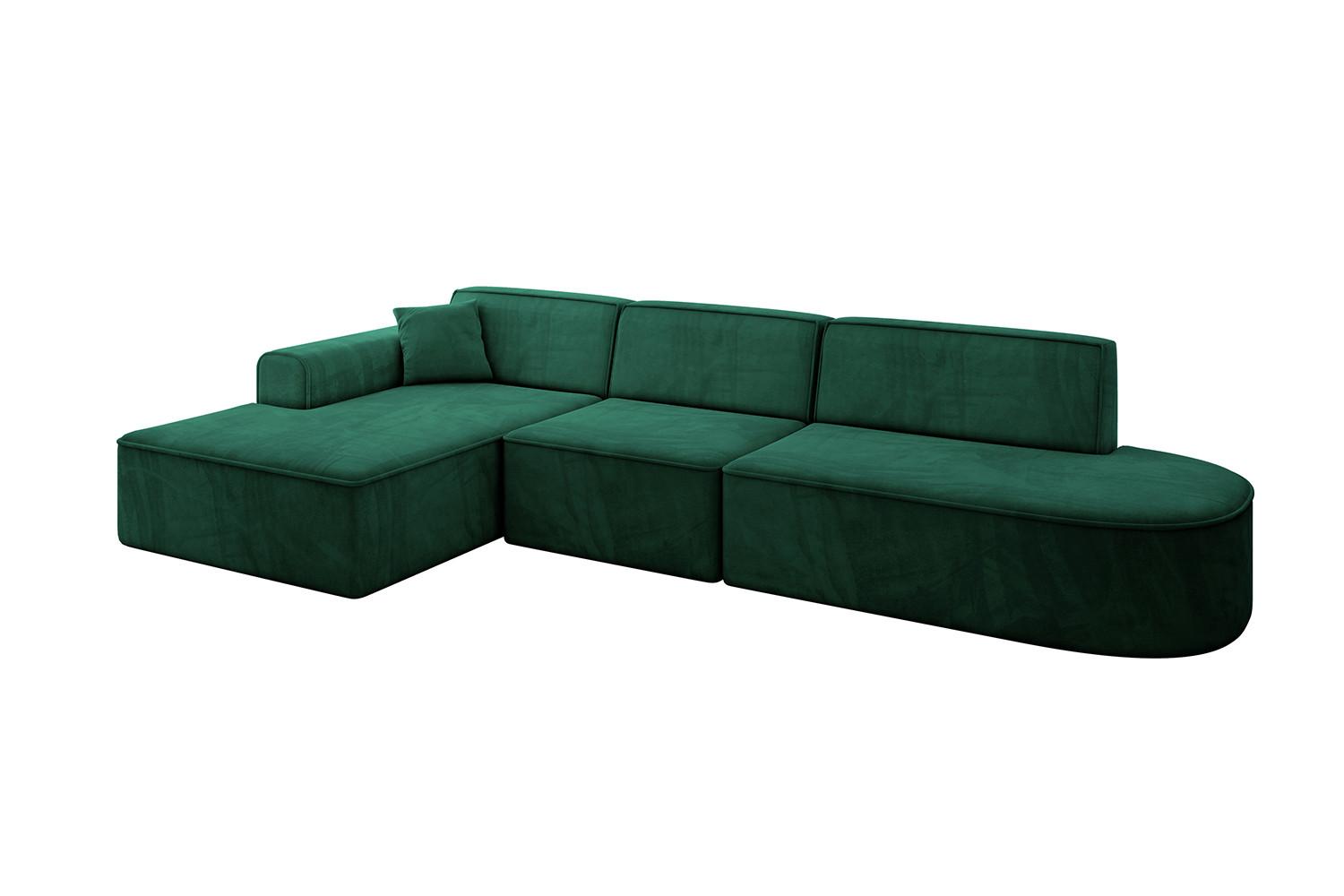 ECKSOFA Ottomane Links IREA-L2-v3 - 327x165x77 cm Grün - Dunkelgrün, Holzwerkstoff/Textil (327/165cm) - ALTDECOR