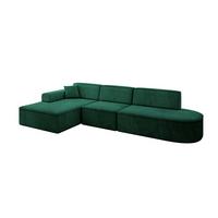 ECKSOFA Ottomane Links IREA-L2-v3 - 327x165x77 cm Grün - Dunkelgrün, Holzwerkstoff/Textil (327/165cm) - ALTDECOR