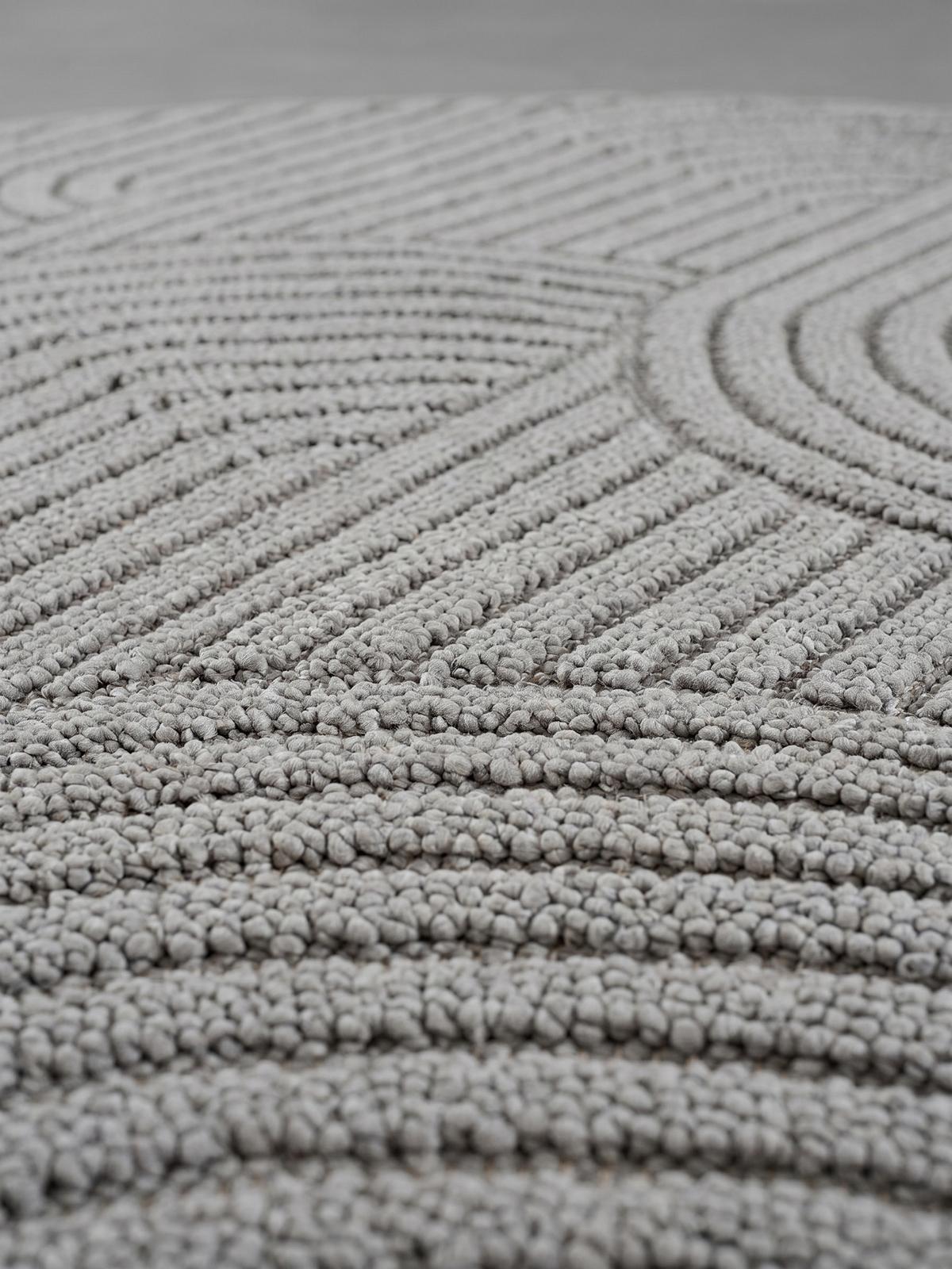 TEPPICH Flachgewebe LANGAU in Silber, mit geometrischen Bögen, Ø 200 cm - Silberfarben, Textil (200/200cm) - KADIMA DESIGN