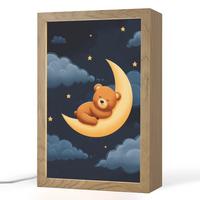 NACHTTISCHLAMPE Teddybär - Mond - Wolken - Sterne 20x30 cm - Dunkelblau, Holzwerkstoff (8/20/30cm) - OnlyWow