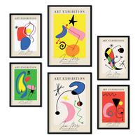 POSTER Set Mit 6 Miró Kunst Sammlung A3 & A4 Schwarzer Rahmen - Schwarz, Papier (29/3cm) - Nacnic