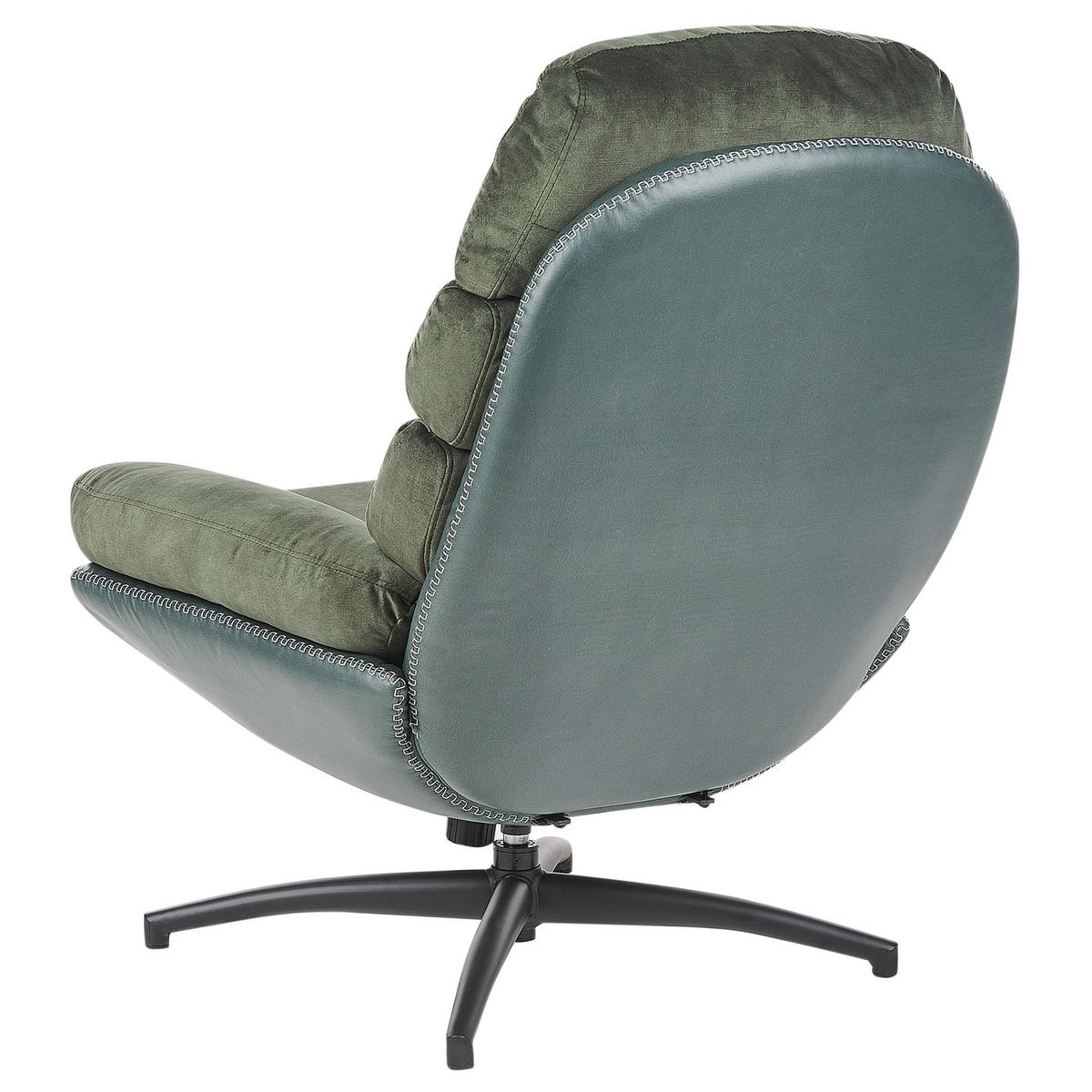 STUHL mit Fußhocker Dunkelgrün Eide - Schwarz/Grün, Textil (78/100/87cm) - Beliani